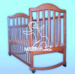 Ліжко дитяче "Наполеон" (вільха, колір-тонований, колеса + качалка + передня стінка опускається)